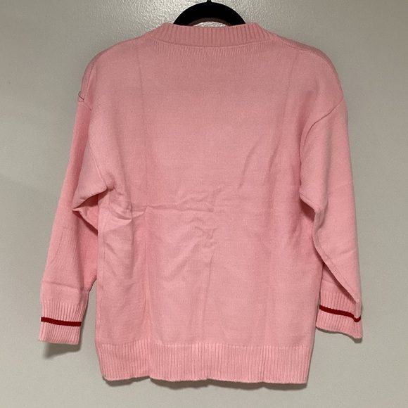 Findthy Sweater Women Knitted Pink Cardigan Valentines Heart Printed Bottons - Picture 4 of 12